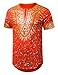 URBANCREWS Mens Hipster Hip Hop Splatter Dashiki Longline T-shirt ORANGE, XL