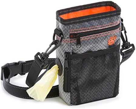 Dog Treat Pouch-WaterProof Pet Bag Built- INPoop Dispense with Refelective Adjustable Straps 3 Ways To Wear Shrink Pocket Design Easlily Carries Pet Toys Snack Phones Keys