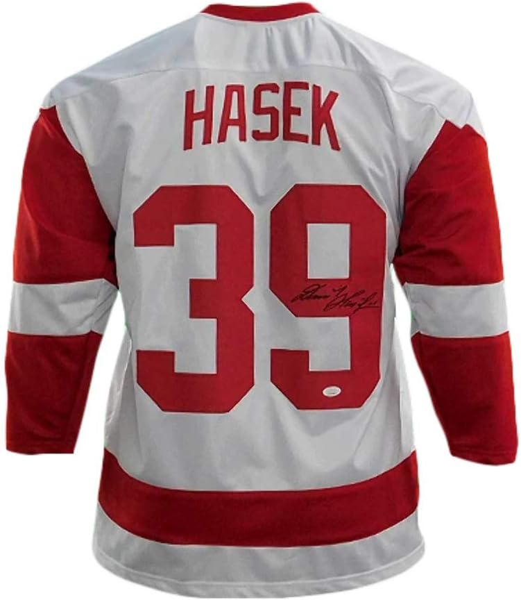 Dominik Hasek Autographed Hockey Jersey - Detroit White Custom - Hand Signed & JSA Authenticated