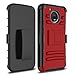 Moto E4 Plus Case, Elegant Choise Hybrid Holster Heavy Duty Shockproof Combo Rugged Full-Body Protective Case Cover with Kickstand and Swivel Belt Clip for Motorola Moto E4 Plus (Red/Black)
