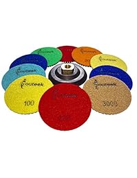 Diamante Pulido Pads 4 inch flexible, durable mojado seco 11 piezas (10 Pads + Backer) para hormigón, piedra de granito, mármol, travertino,,, terrazo, Engineered piedra de cuarzo, Dekton encimeras de piedra