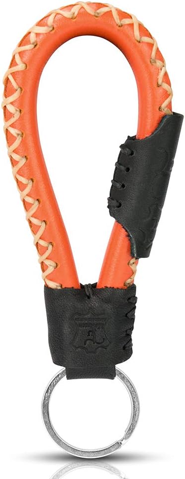 Tumatsch Keychain Bangkok leather, fair trade (Orange & Black), BxH = 45x100mm - Image 3