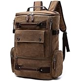 Jahomieo Vintage Canvas Backpack Casual Travel Rucksack 15.6inch Laptop Daypacks Hiking Camping Backpack