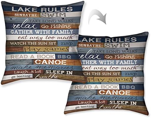 Laural Home Rules of the Lake Decorative 18-inch Throw Pillow