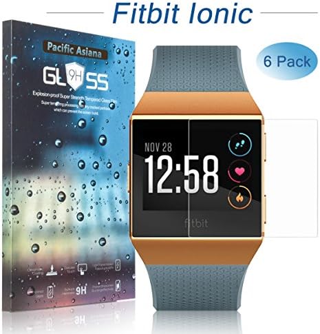 [6-Pack]Fitbit Ionic Screen Protector, Pacific Asiana HD Clear [Full Coverage] TPU Film [Not Glass], [Anti-Scratch] [Anti-Fingerprint] [Bubble Free] Ultra Thin Smooth Screen Cover for Fitbit Ionic
