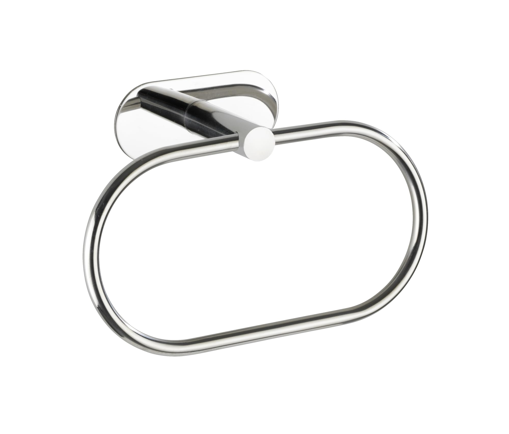 WENKO Turbo-Loc Orea Shine Towel Ring, Fixing No Drilling, Flexible Up and Down Moving Towel Rail, Solid Quality, Rustproof Stainless Steel Glossy, 20.5 x 12.5 x 7.5 cm