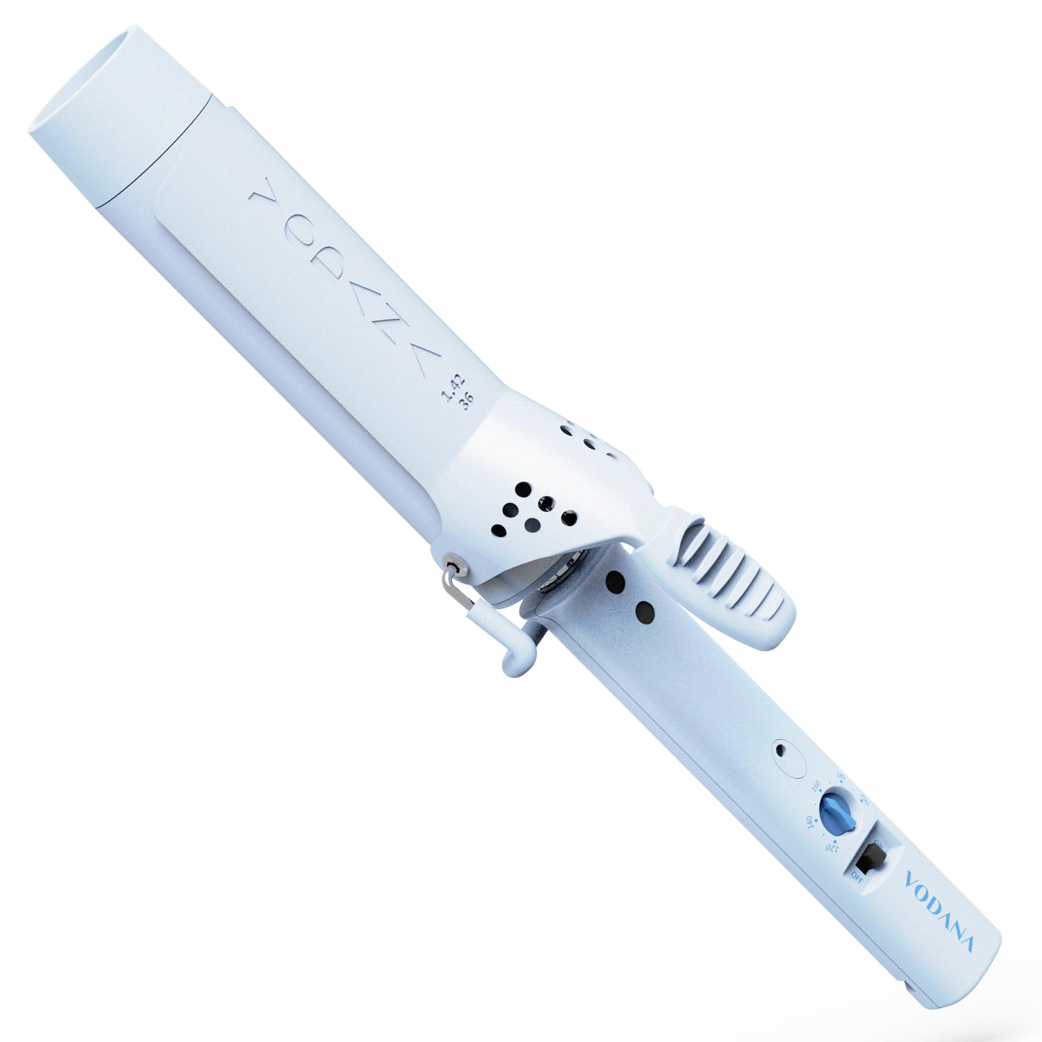 Photo 1 of VODANA Professional GlamWave Ceramic Curling Iron, Long-Lasting Natural Curls, Instant Heat, Hair Curler, Curling Wand, Available in USA (1.4 inch, Creamy Blue)