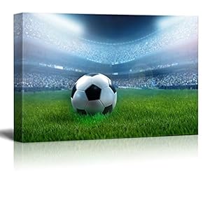 Canvas Wall Art - Close Up of Soccer Ball in a Stadium Giclee Print - Home Art - Ready to Hang - 12"x18" in