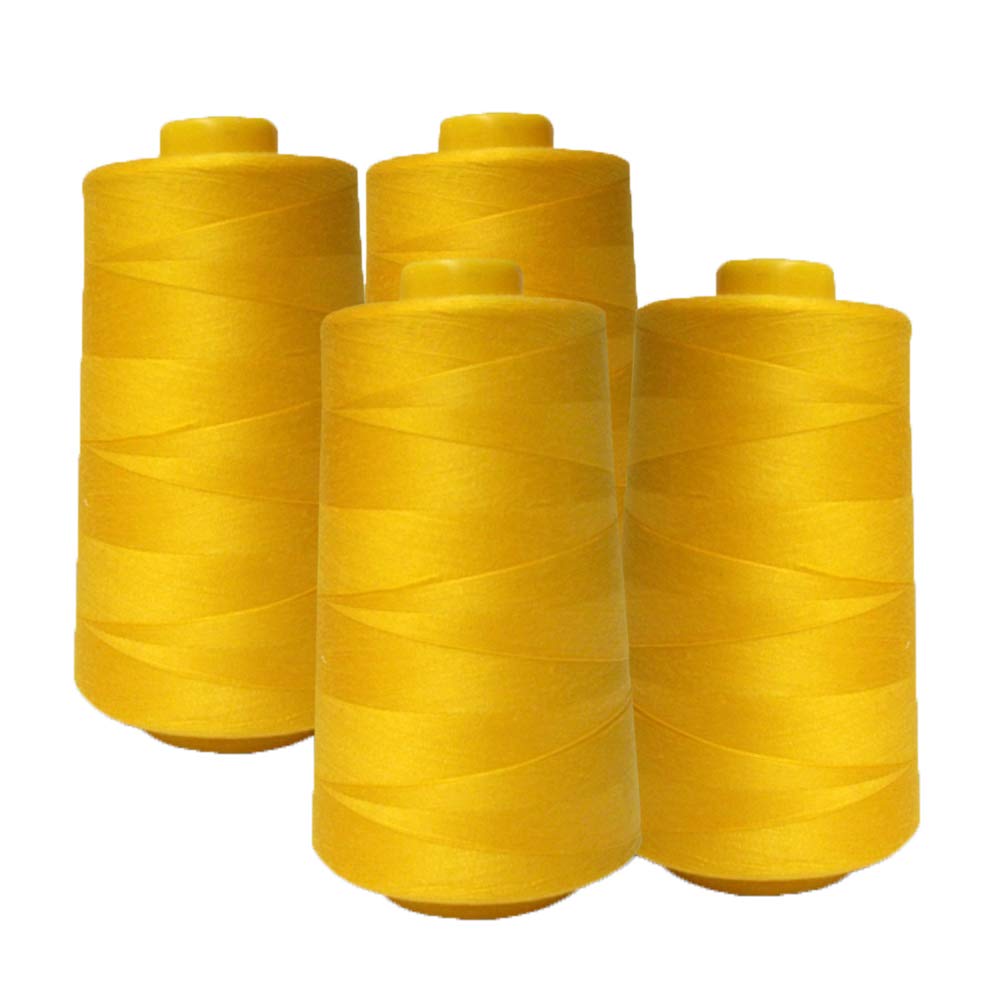 AK Trading 4-Pack Gold All Purpose Sewing Thread Cones (6000 Yards Each) of High Tensile Polyester Thread Spools for Sewing, Serger Machines, Quilting, Overlock, Merrow and Hand Embroidery