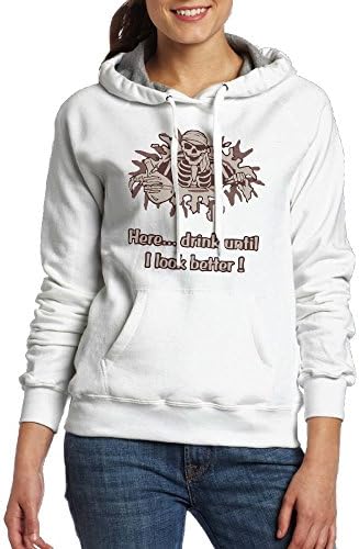 SmallTing Women Here Drink Until I Look Better Skeleton Pirate Funny Jogging White Fleece S