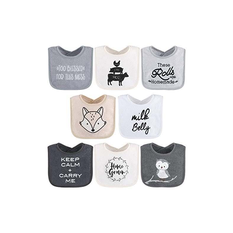 The Peanutshell Terry Bib Set for Baby Boys or Girls, 8 Pack Unisex Set for Feeding, Teething, Drooling