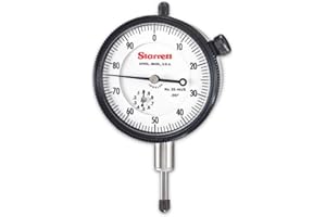 Starrett 25 Series Dial Indicator with Jewel Bearings and Lug-On-Center Back - White Face, 0-.500" Range, 0-100 Continuous Dial, .001" Graduation - 25-441/5J