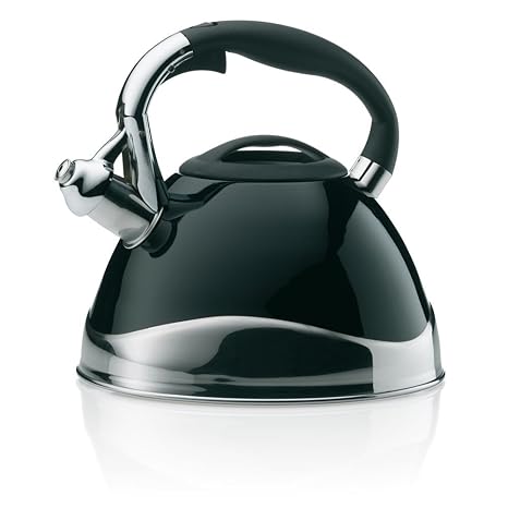 Kela 11656 Wasserkessel mit Pfeifton, Induktionsgeeignet, 3 L, Edelstahl, Varus, schwarz