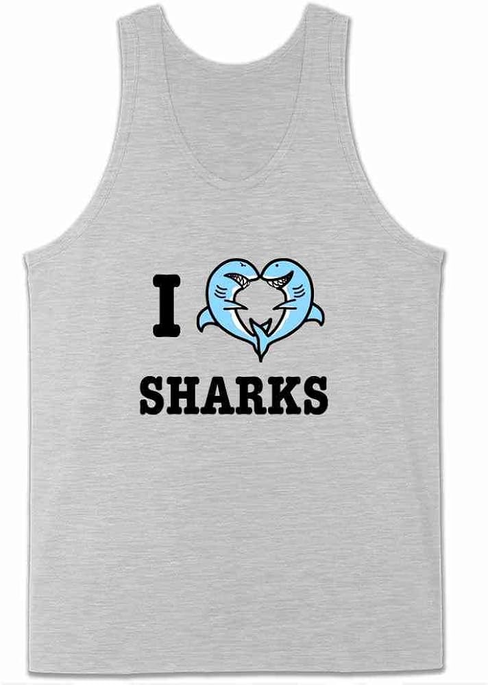 I Love Sharks Heart Funny Cute Favorite Animal Great White Sleeveless Shirt Tank Top Mens