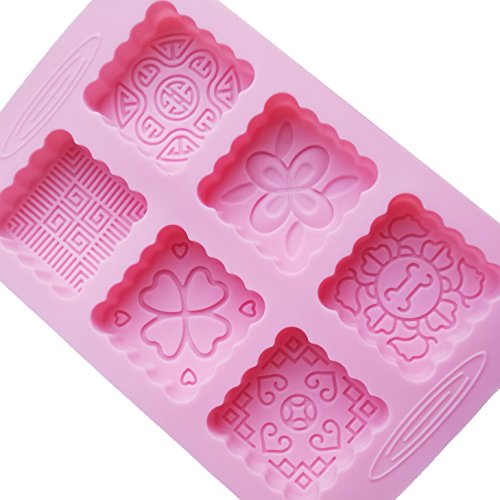 Yunko 6 Cavity Mooncake Silicone Chocolate Muffin Cupcake Soap Mold Pan Round and Square (Sunflowers) - Thumbnail 3