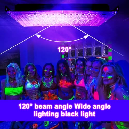 CREATESTAR LED Luce Nera 50W, Faro UV LED IP65 Impermeabile Faretto con 1,5m Spina, Lampada per Discoteca Festa Glow Acquario Bar Poster Fluorescente Halloween (1)