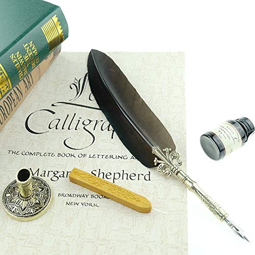 GC Quill Antique Feather Writing Quill Pen Gold Pen Stem Calligraphy
