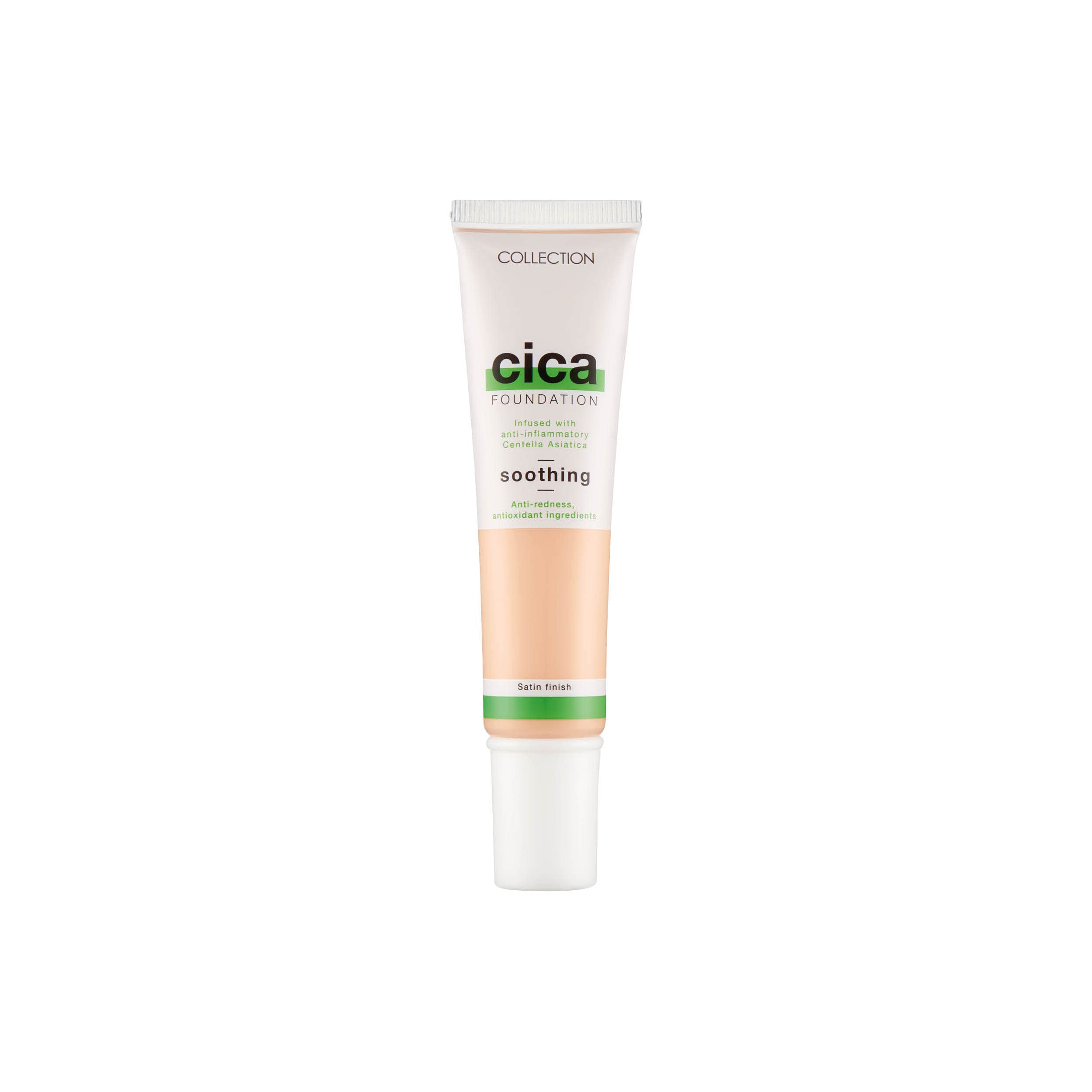 Collection Cosmetics Hydrating Medium Coverage Cica Foundation Infused with Anti-Redness, Vegan Foundation, 30ml, Cashew