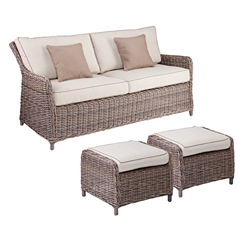 Southern Enterprises Avadi Outdoor 2.5 Seater Sofa & Ottoman 3pc Set