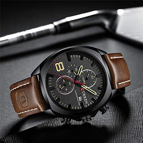 Reloj Hombres Impermeable Cronógrafo Deporte Militar Reloj Hombre Cuero Reloj Reloj Masculino - Imagen 4