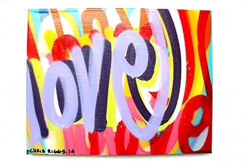 CHRIS RIGGS Original Love fine art painting 14" x 11" pop street art spray paint NYC acrylic contemporary modern art urban canvas