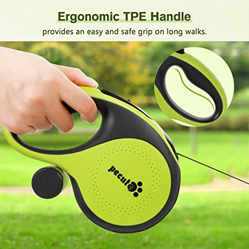 Pecute Retractable Dog Leash with Poo Bag Holder, 8m/26.2ft Dog Leash with 360° Tangle-Free Extended Leash, Anti-Slip Handle and Quick Brake Button, Suitable for Dogs Up to 110lbs/50kg in Weight