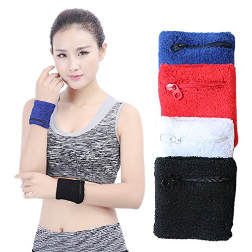 EraseSIZE Fitness Sport Wrist Band Wallet Cycling Zipper Wrist Strap Bracers Safe Wallet for Cross Training Yoga Weight Lifting General Workout