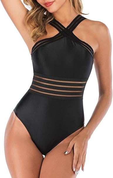 high neck swimsuit with tummy control