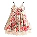 LittleSpring Girls Summer Beach Dress Spaghetti Strap Floral Holiday Lace Sundress