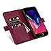 iPhone 8 Plus 7 Plus 6 Plus case ZOVER Genuine Leather Wallet Case with RFID Blocking Kickstand Feature Card Bison Fone Slots ID Holders and Magnetic Clasps Gift Box Wine Red (Undetachable Version)