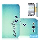 Galaxy S3 Case, Tradekmk(TM) Latest Fashion Luxury PU Leather Folio Magnet Wallet Stand Case Cover [Little Love-shape] Compatible with Samsung Galaxy S3 i9300-[+Stylus+Screen Protector+Cleaning Cloth]