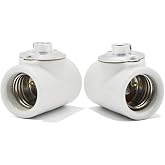 Dual Bulb Socket, Medium Base E26 Double Light Fixture Socket,Screw Fixing Porcelain E26 Twin Light Socket with Bushing