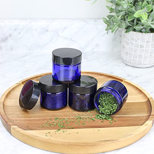 Cornucopia 2oz Cobalt Blue Glass Cosmetic Jars (12Pack); Straight