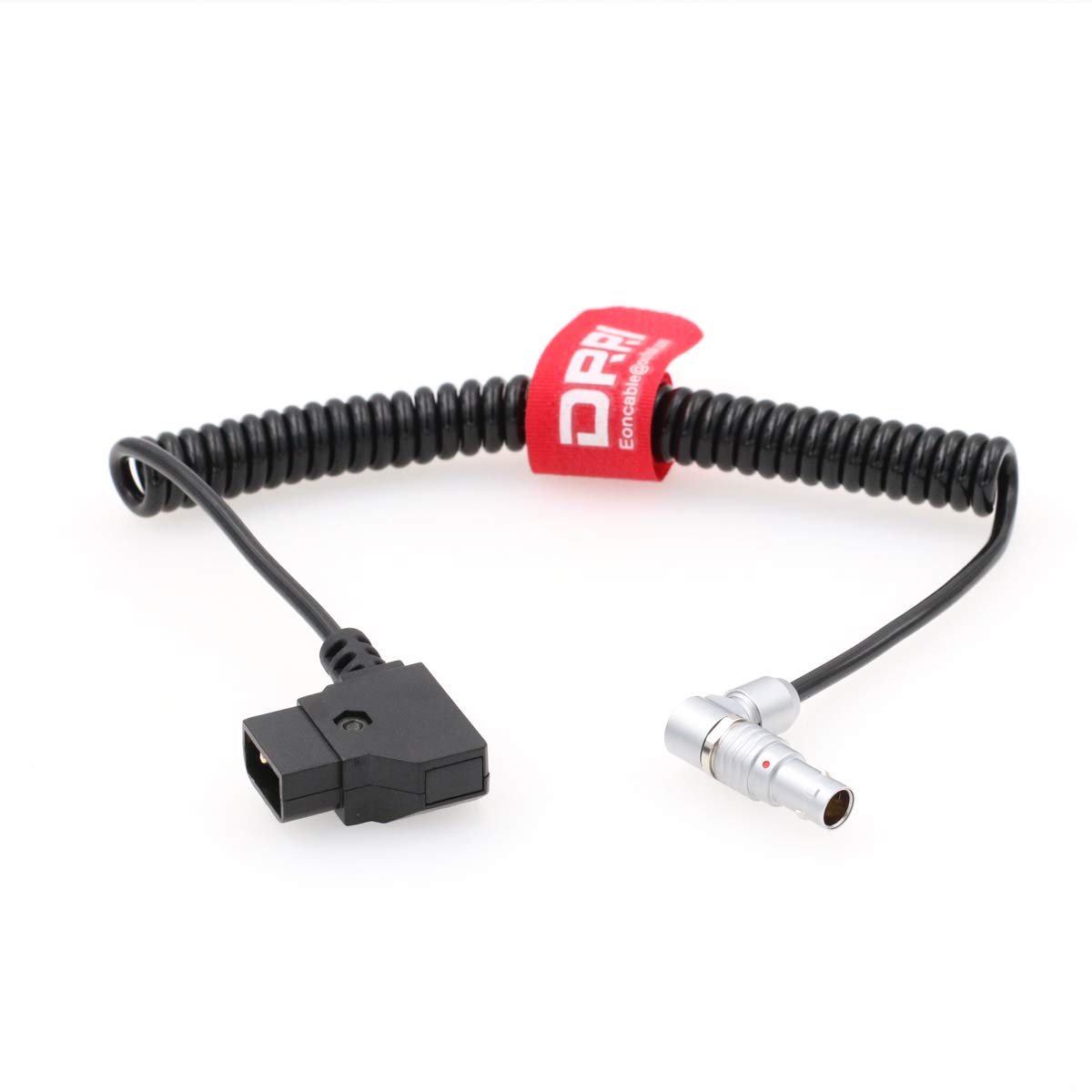DRRI Right Angle 0B 4 Pin to D-tap Coiled Cable for Zacuto Kameleon EVF