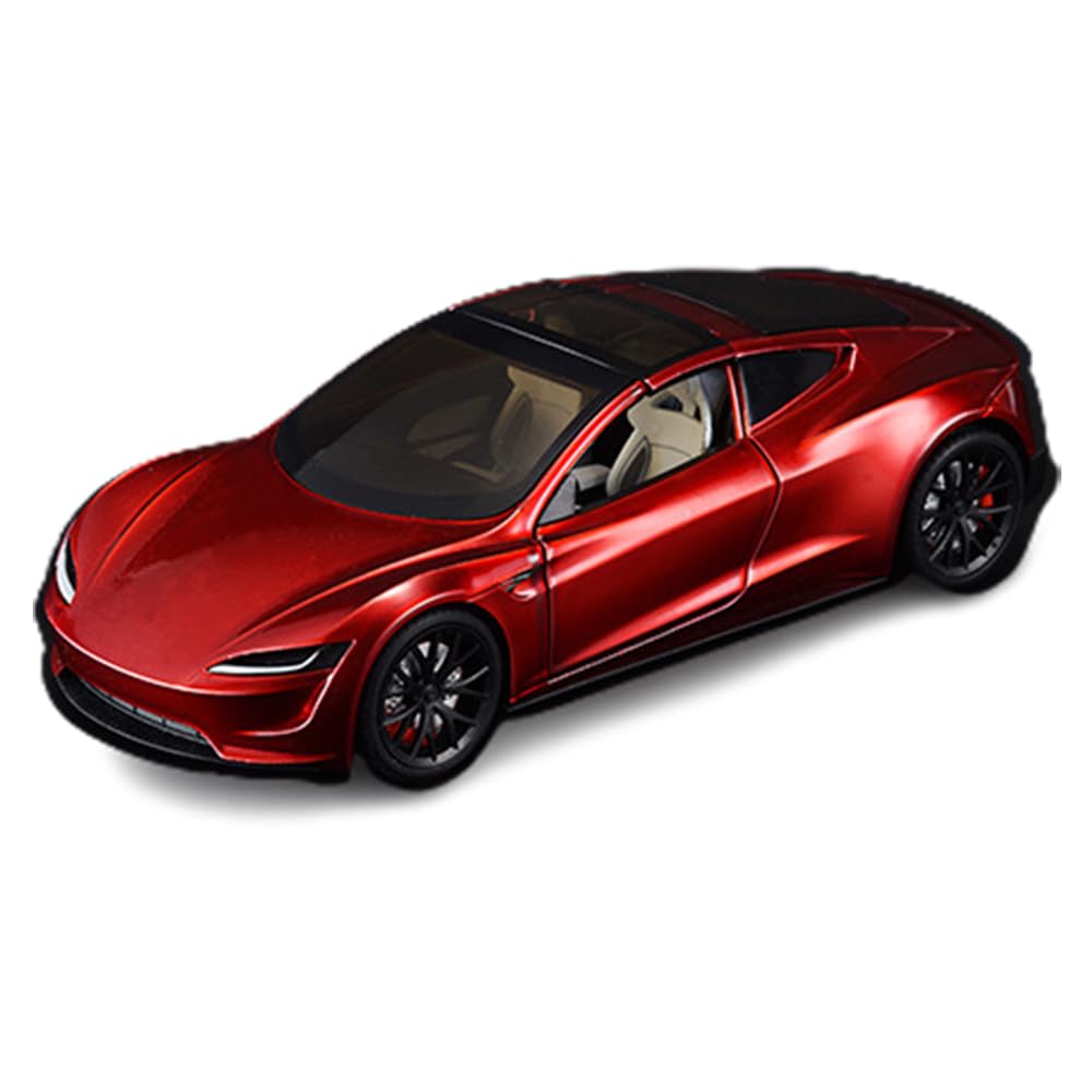 Photo 1 of 1/24 Diecast Roadster Model Car with Pull Back Function, Sound and Light, Alloy Metal Vehicles Roadster Toy Car Ideal Collectible for Kids Adults Enthusiasts, Great Birthday Gift (Red)