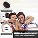 Gaming Headset for PS4, Beexcellent Xbox One Headset with Mic, Noise Cancelling Over Ear PS4 Headphones, Red Gaming Headphones with LED Light, Bass Surround, Soft Memory Earmuffs for Laptop, Mac, iPad