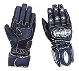 HAWK SLIDER MOTORCYCLE BLACK LEATHER CARBON FIBER STEEL ARMOR BIKER GLOVES L