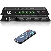 iArkPower 8K HDMI Switch 4 in 1 Out 4K@120Hz HDMI Switcher with Remote | Support HDR10+, CEC, VRR, ALLM, Dolby Vision, Dolby Atmos (Battery Not Included)