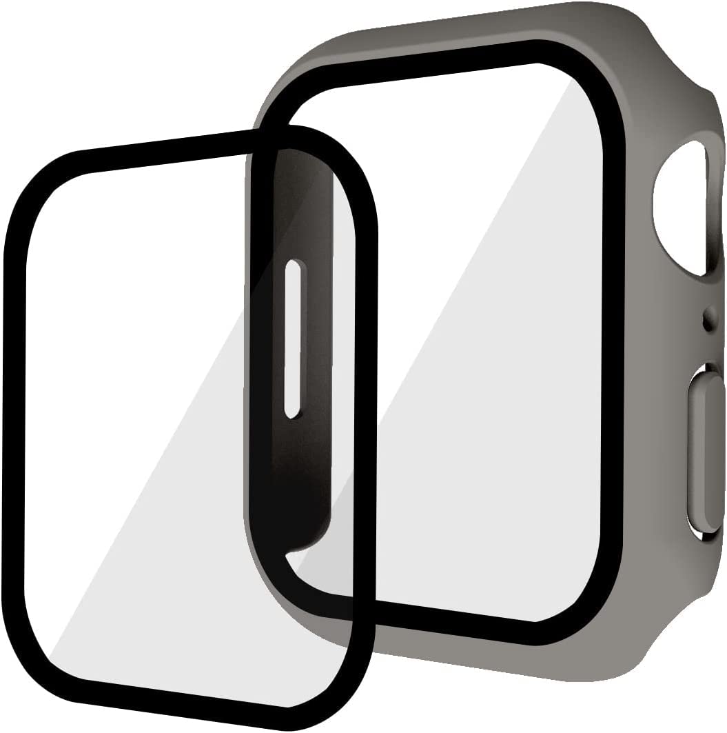 Compatible with iwatch7 watch case, iwatch7 protective case, PC+ tempered film case and film one, 45mm protective case-brick grey