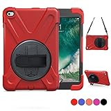 iPad Mini 4 Shockpoof Case, TSQ Hybrid Defender Bumper Protection Durable Car Case With 360 Degree Rotating Stand,Hand Strap & Shoulder Strap,iPad Mini 4th Generation Case Cover For Kids Boys Girls Re