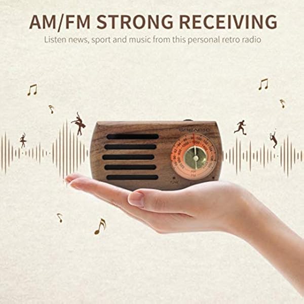 Radio portátil AM FM de bolsillo retro madera jack auricular - Imagen 4