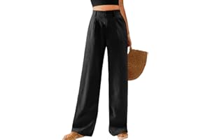 Feiersi Womens Casual Wide Leg Pants High Waisted Button Down Straight Long Trousers Palazzo Pants