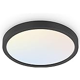 hykolity 18 Inch LED Round Flat Panel Light, Black, 32W, 3200lm, 3000K/4000K/5000K CCT Selectable, 120°Beam Angle, Dimmable Edge-Lit Flush Mount Ceiling Light Fixture - ETL Listed