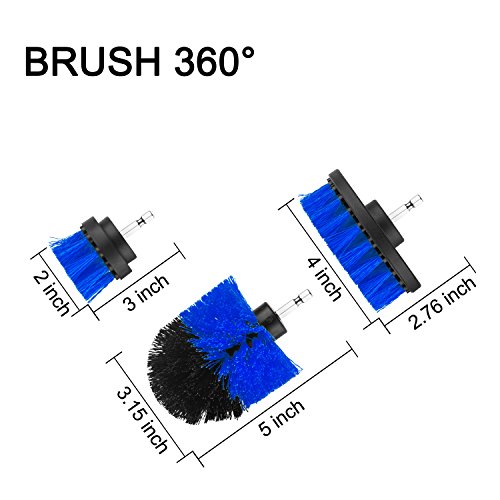 YIJINSHENG Medium Brush with Drill Attachment Scrubbing Brushes for Cleaning Car Tires,Carpet, kitchens,Bathrooms, Showers, Grout, Tile, Boats Power Scrubber Cleaning Multipurpose 3 pack Kit