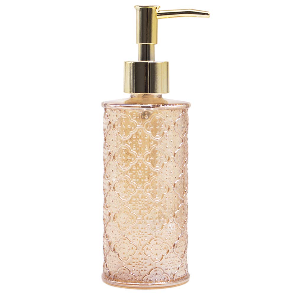 YunNasi Liquid Soap Dispenser Glass Soap Bottle Soap Dispenser Made of Glass for Dish Detergent Shampoo Lotion Bathroom Countertop Kitchen Laundry Room (Golden) — image 1