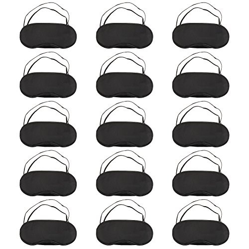 Hicarer 15 Pack Eye Mask Sleeping Blindfold Soft Eye Shade Cover with Nose Pad and Adjustable