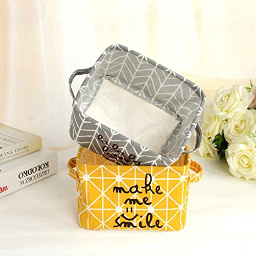 Chilie Love Smile Square Cotton Linen Desk Storage Box Jewelry Cosmetic Stationery Organizer Case yellow