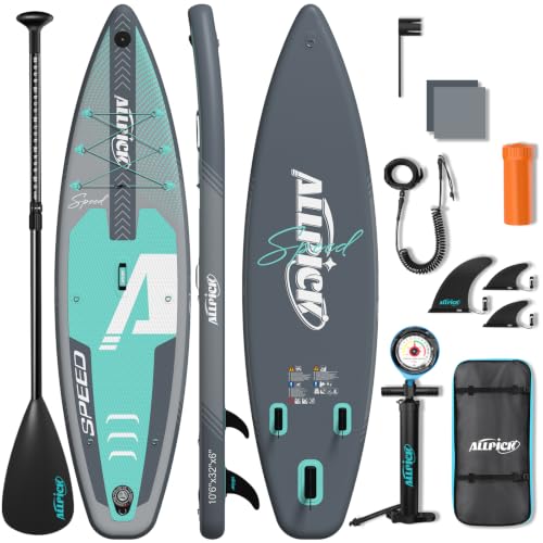 ALLPICK Stand Up Paddling Board Aufblasbar, SUP Board Set, 200kg(Graugrün1)