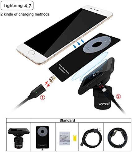 Wordcam Wireless Car Charger,Magnetic wireless charging for iPhone 7/6/6S ,3 in 1 Wireless Car Mount Charger &amp;Qi Wireless Receiver&amp; Car Phone Mount (Black for IOS 4.7 "Screen)
