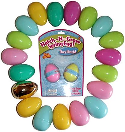 Bright Jumbo Plastic 3 inch Easter Eggs Bundle 19 Count Including a Golden Egg and 2 Hide Em and Hatch Em Eggs Assorted Colors